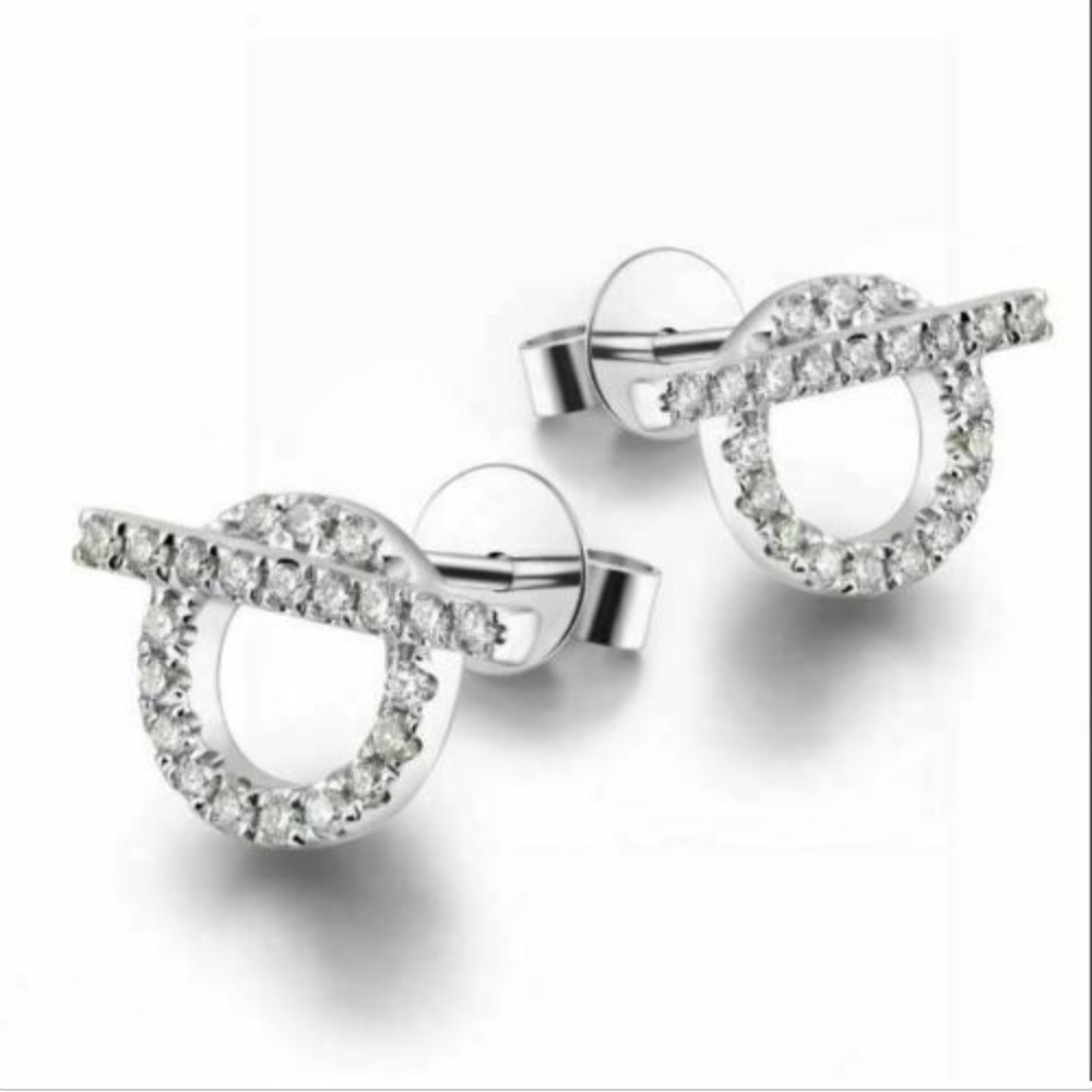1.0 Ct Sterling Silver Round Cut Diamond Earrings - Picture 3 of 5